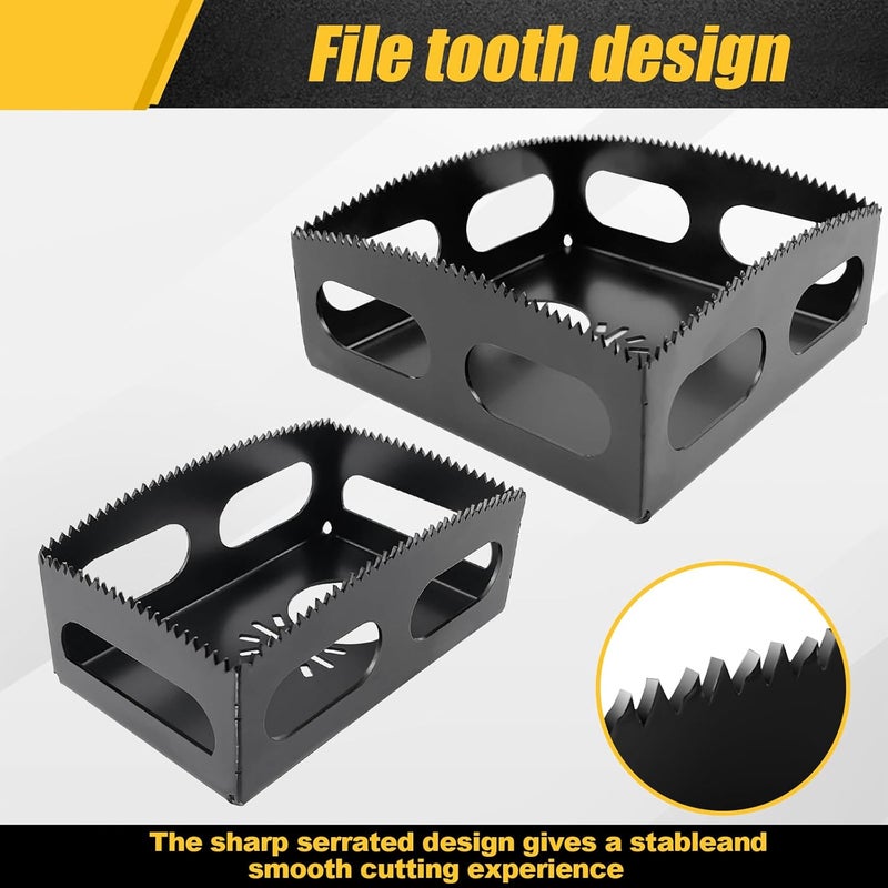 BPOPO Upgrade 2 Pcs Square Slot Cutter Compatible for Dewalt 20V & Milwukee M18 Oscillating Multi-Tool to Cut-in Single Gang Wall Boxes,Outlet Cutter for Drywall,Efficient Carving Tool,Black - Image 2